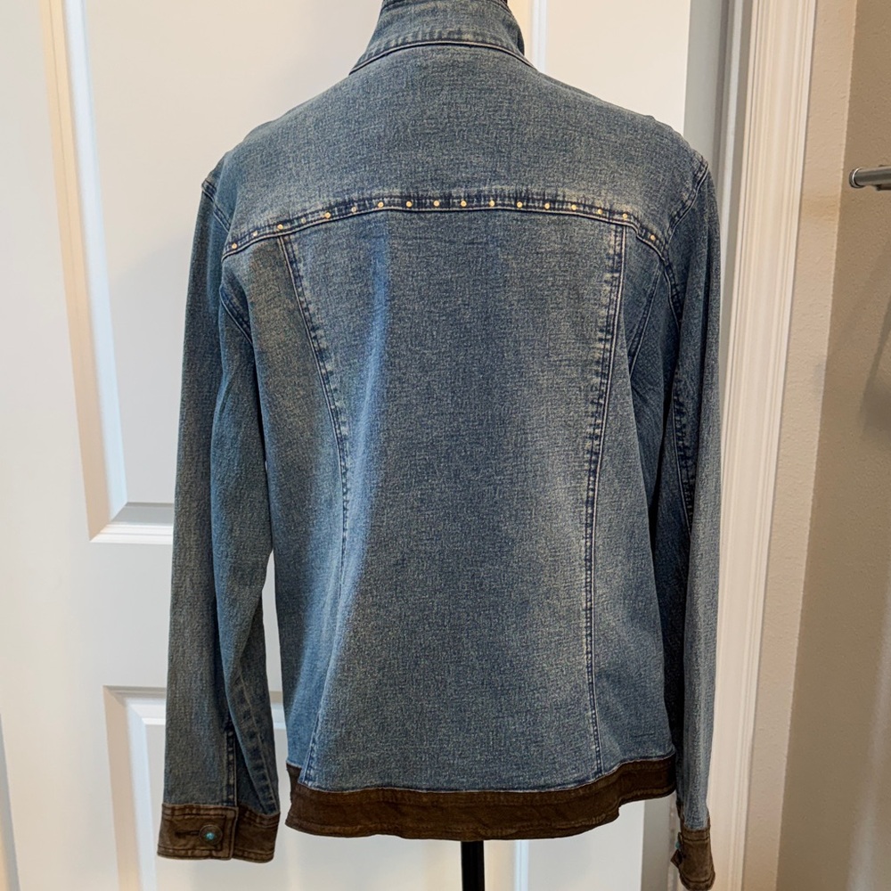 Diane Gilman Blue and Brown Jean Jacket - Picture 6 of 11